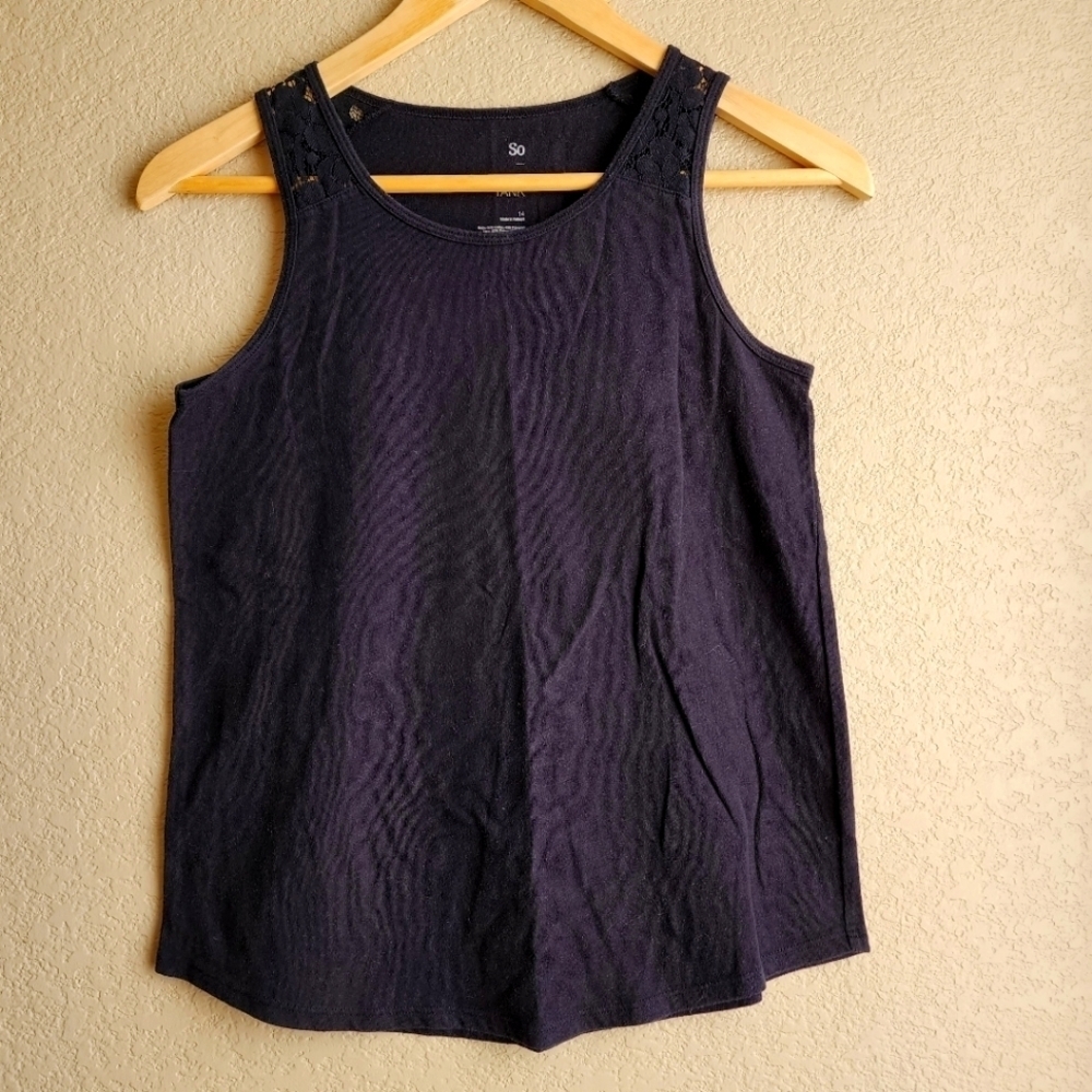 Black SO tank top with lace detail Size 14